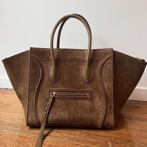 Celine Medium Phantom Bag in Suede Olive